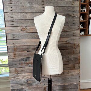 Radley London Black Leather & Gold Zip Around Crossbody Bag